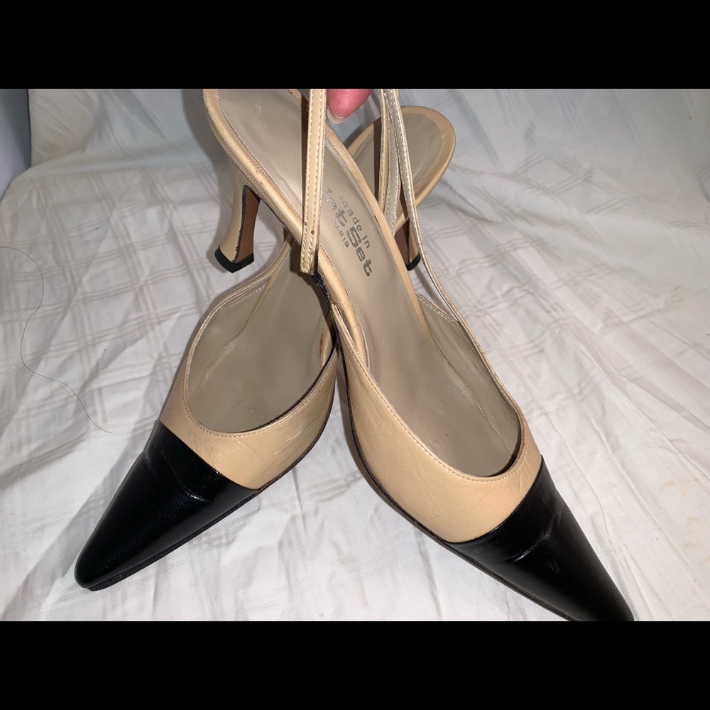 Jetset Paris two-tone Black Tan slingback heels